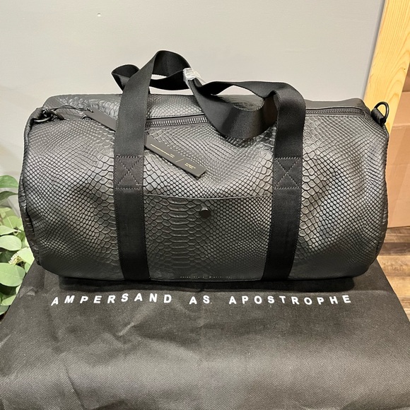AMPERSAND AS APOSTROPHE Leather O G Duffle Bag In Black Python NWT - Picture 1 of 6